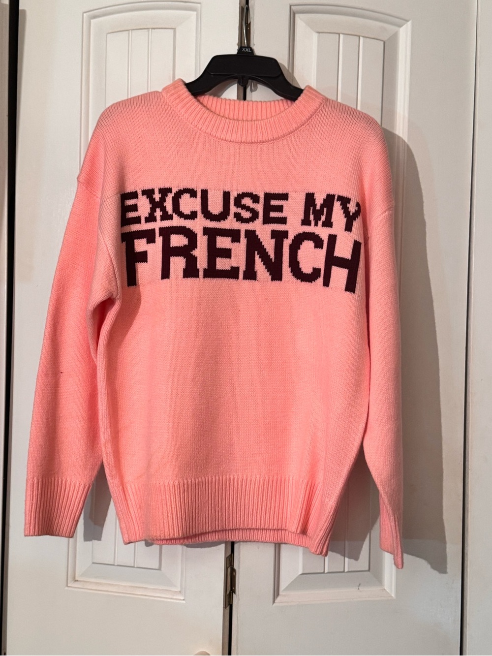 Dance & Marvel Pink Crewneck Sweater with Brown Graphic